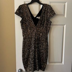 Gold Sequin Bandage Dress